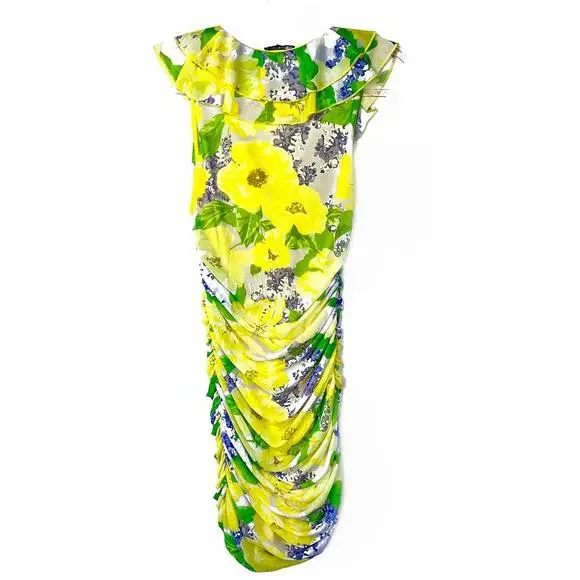 ZARA Floral Tulle Draping Dress Size Small NWT - Picture 6 of 6